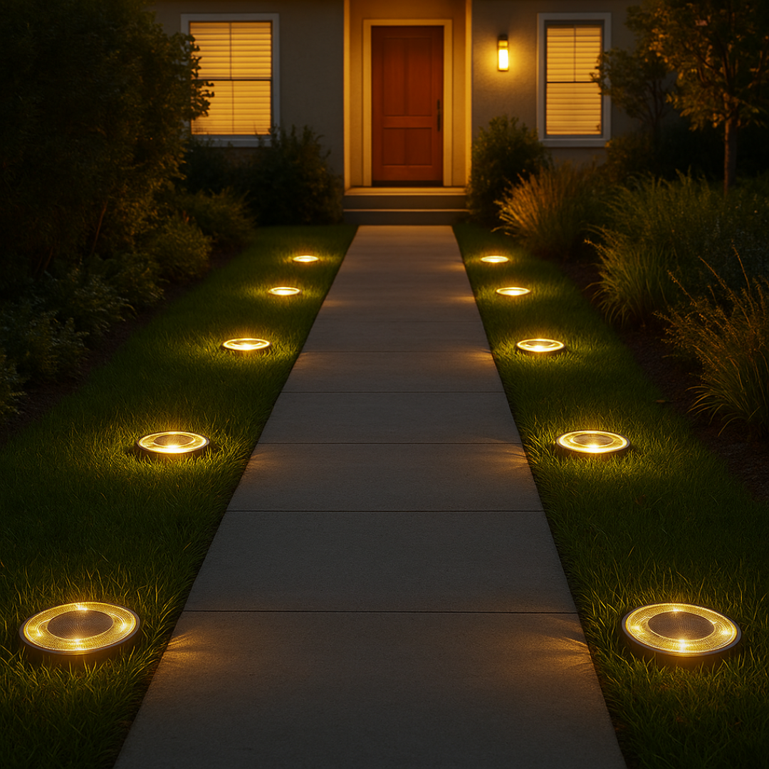 Solar outdoor light lighting a side gate away from the house