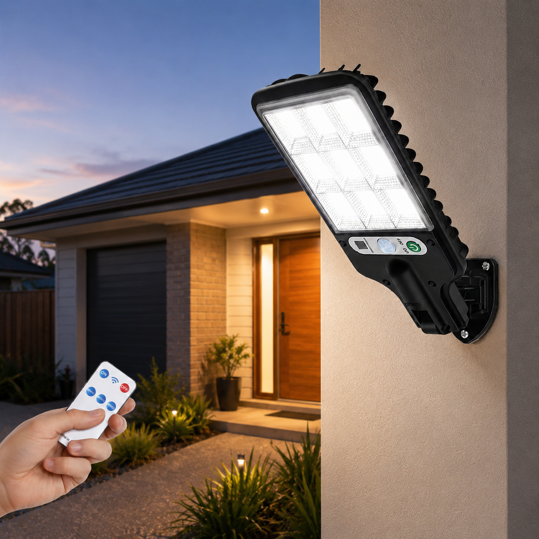 Outdoor solar security light for driveway and entrance