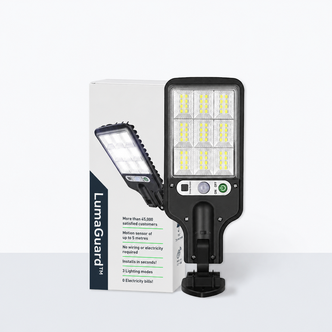 LumaGuard solar motion sensor light with product box