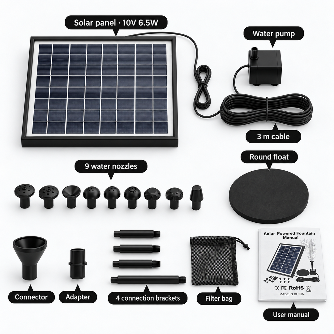 Rā Spring™ | Solar Bird Bath &amp; Water Feature Pump